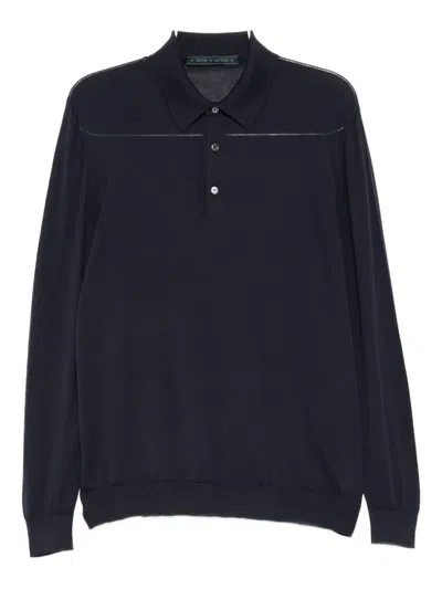 Kiton Long-sleeve Polo Shirt In Blue