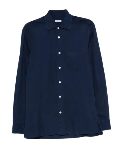 Kiton Long Sleeve Button Down Shirt In Blue