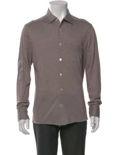 Pre-owned Kiton Long Sleeve Shirt In Brown