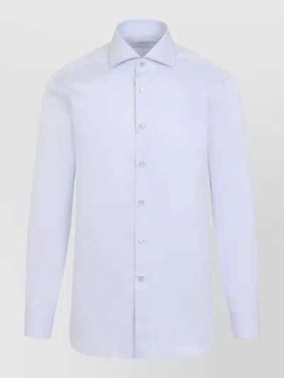Kiton Long Sleeve Shirt Button Down Collar In White