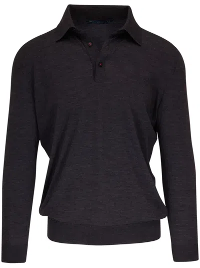 Kiton Long-sleeve Wool Polo Jumper In Grey