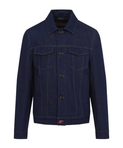Kiton Essential Denim Jacket In Blue