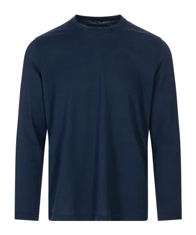 Kiton Long-sleeved Crew Neck T-shirt In Blue