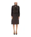 Kiton Silk Dress With Buttoned Cuffs And Waist Tie In Black