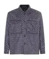Kiton White And Blue Wool And Silk Blend Shirt In Black