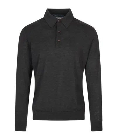 Kiton Long-sleeved Polo Shirt In Black