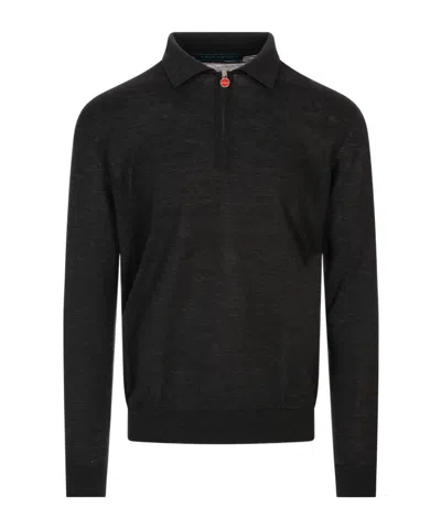 Kiton Long-sleeved Polo Shirt In Black