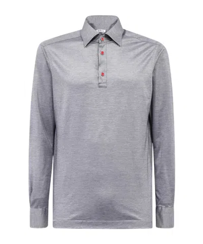 Kiton Long-sleeved Polo Shirt In Gray