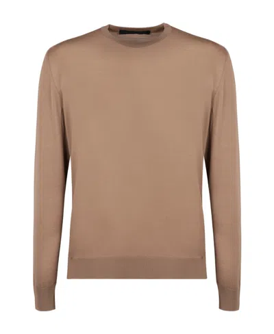 Kiton Long-sleeved Round-neck Sweater In Nude