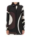 Kiton Abstract Pattern Collared Neck Long Sleeves Top In Black