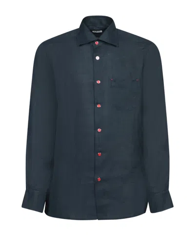 Kiton Long-sleeved Shirt In Blue