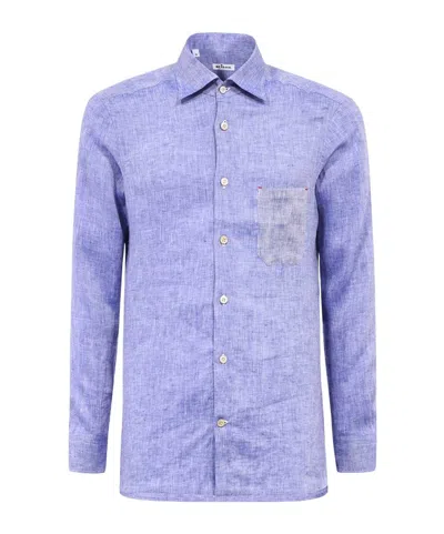 Kiton Long-sleeved Shirt In Blue