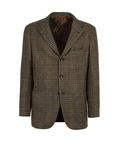 Kiton Long-sleeved Suit Coat In Brown