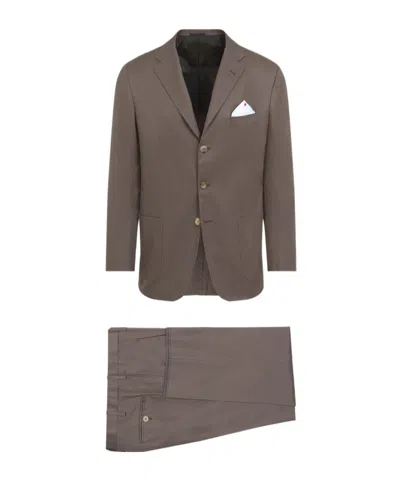 Kiton Single-breasted Tailored Suit In Brown