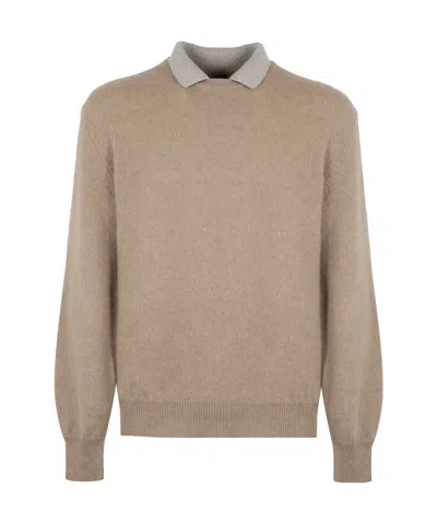 Kiton Long-sleeved Sweater In Nude