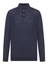 Kiton Long-sleeved Wool Polo Shirt In Blue