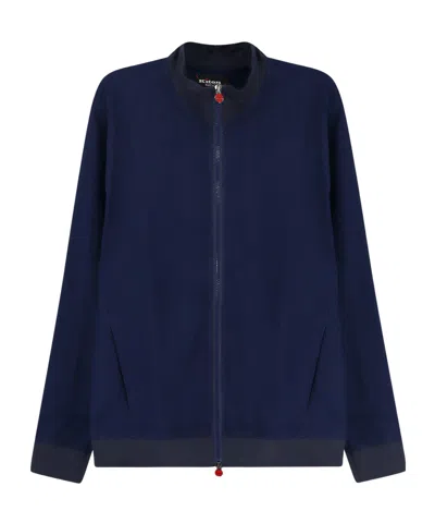 Kiton Long-sleeved Zip-up Cardigan In Blue