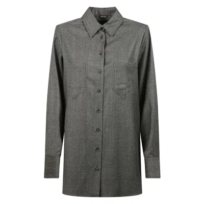Kiton Long Wool Shirt In Gray