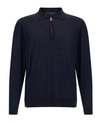 Kiton Long-sleeve Polo Shirt In Blue