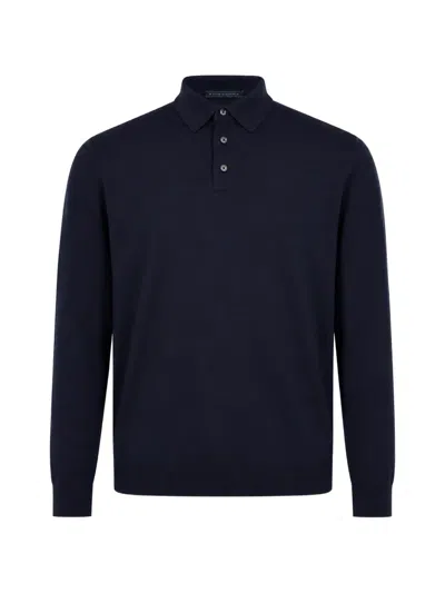 Kiton Long-sleeve Polo Shirt In Blue