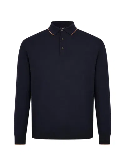 Kiton Long-sleeve Polo Shirt In Blue