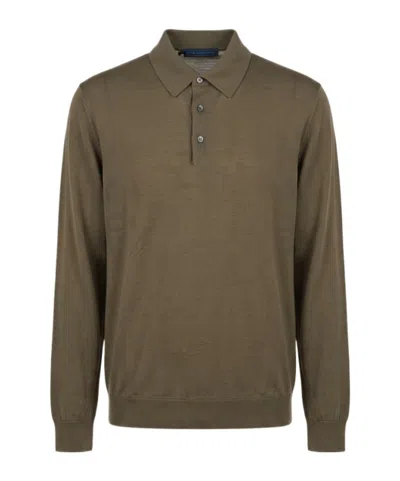Kiton Long-sleeve Polo-collar Sweater In Green