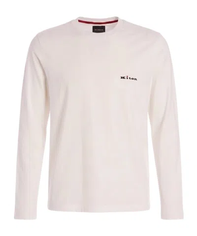 Kiton Logo-embroidered Long-sleeve T-shirt In Neutral