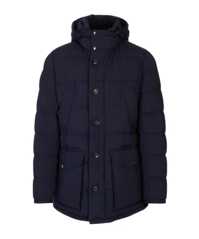 Kiton Long-sleeved Hooded Cotton Jacket In Black