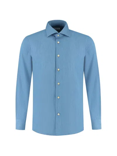 Kiton Long-sleeved Shirt In Blue