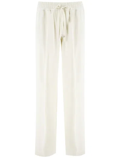 Kiton Loose-fit Silk Trousers With Drawstring Waistband In White