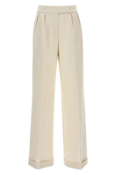 Kiton Loose Leg Trousers Cuffed Hem In White