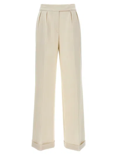 Kiton Loose Leg Trousers Cuffed Hem In White
