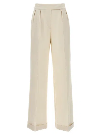 Kiton Loose Leg Trousers Cuffed Hem In White