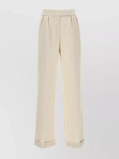 Kiton Loose Leg Trousers Cuffed Hem In White