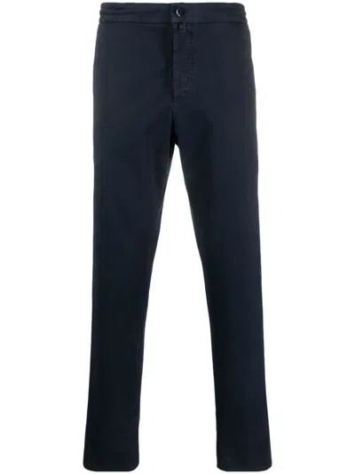 Kiton Low-rise Tapered-leg Trousers In Blau
