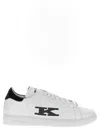 Kiton Leather Sneaker With Embroidered Logo In White