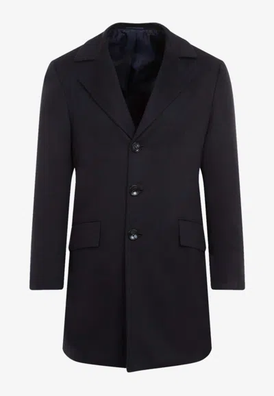 Kiton Blue Cashmere Caban Coat