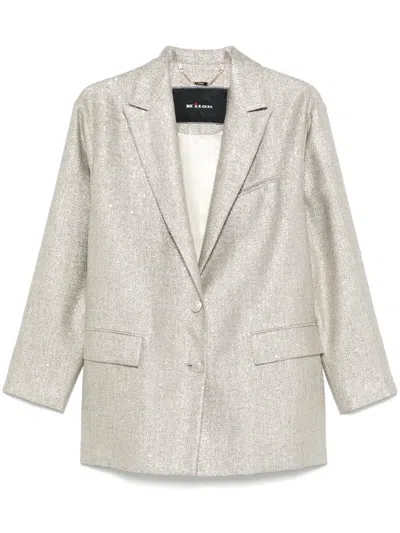 Kiton Lurex Blazer In Silver