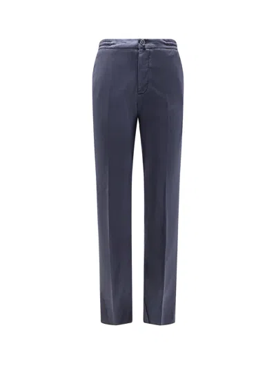 Kiton Logo Label Drawstring Pants In Blue