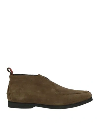 Kiton Man Ankle Boots Military Green Size 11.5 Calfskin