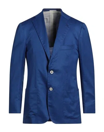 Kiton Man Blazer Azure Size 44 Cotton, Linen In Blue