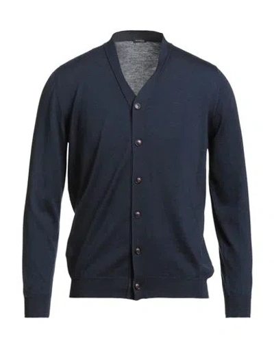 Kiton Man Cardigan Midnight Blue Size Xl Cashmere, Silk