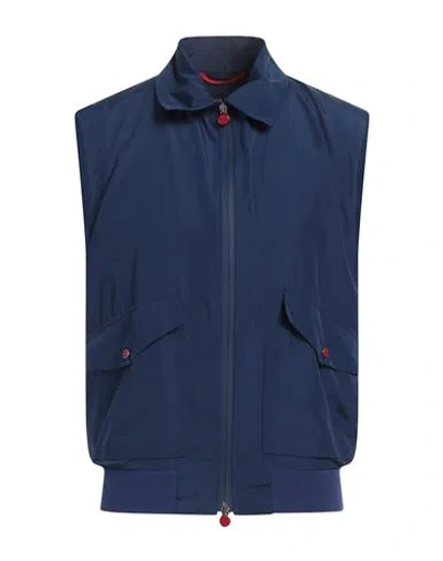 Kiton Man Jacket Blue Size 48 Polyester