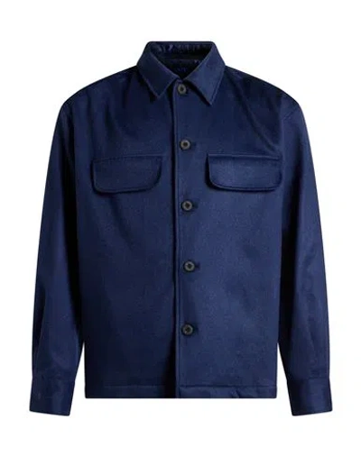 Kiton Man Jacket Navy Size M Cashmere, Polyamide, Elastane In Blue