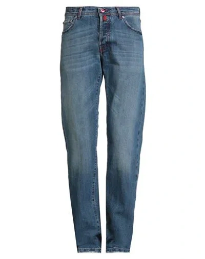 Kiton Man Jeans Blue Size 32 Cotton, Elastane