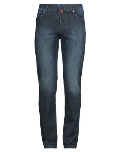 Kiton Man Jeans Blue Size 33 Cotton, Elastane