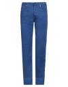 Kiton Man Jeans Blue Size 35 Linen, Cotton, Elastane In Blue