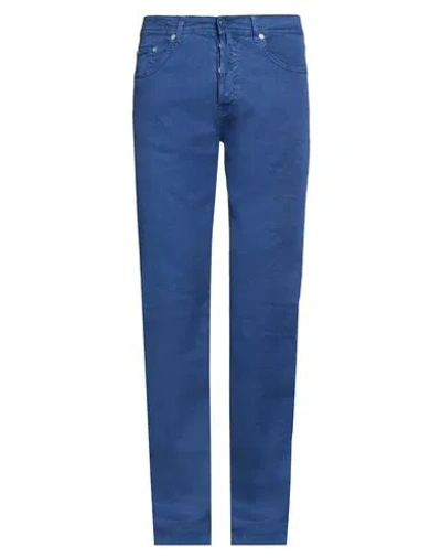 Kiton Man Jeans Blue Size 35 Linen, Cotton, Elastane