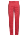 Kiton Man Jeans Red Size 35 Linen, Cotton, Elastane