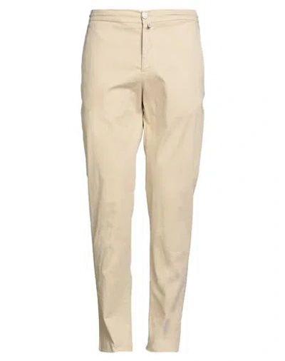 Kiton Man Pants Beige Size 35 Cotton, Elastane In Neutral